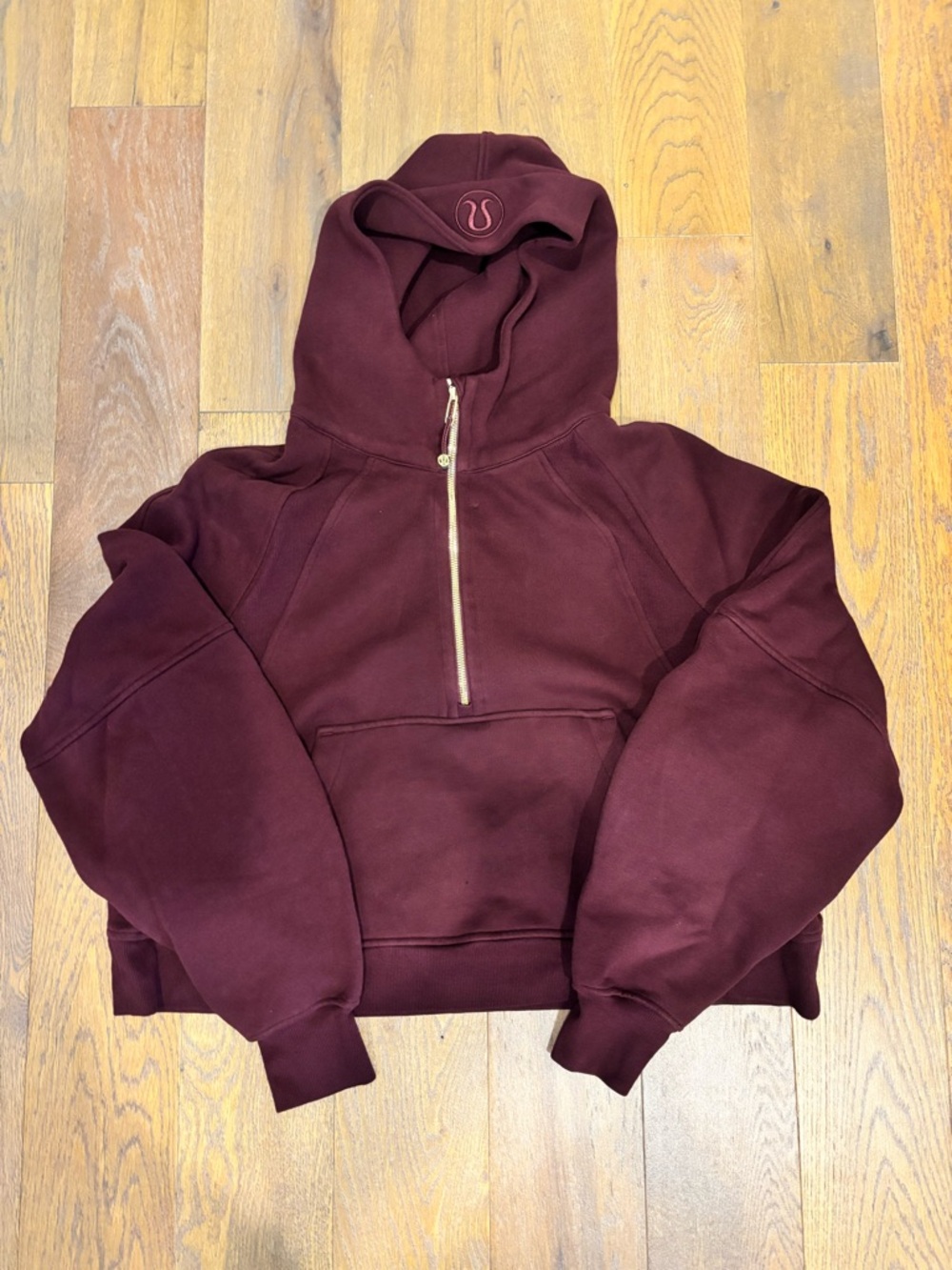 Lululemon Scuba Oversized Half-Zip Hoodie in Burgundy Bay/Gold Sz XL/XXL - Picture 2 of 10